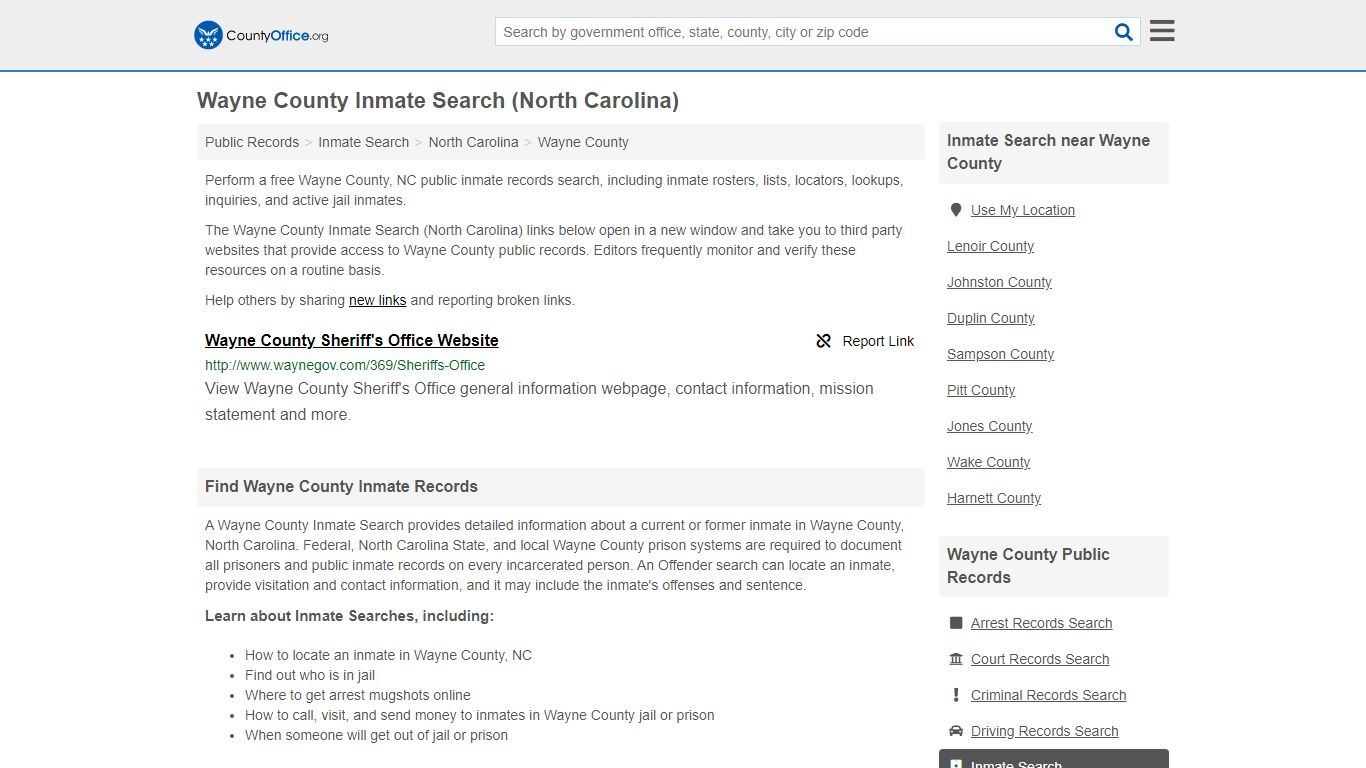 Inmate Search - Wayne County, NC (Inmate Rosters & Locators)